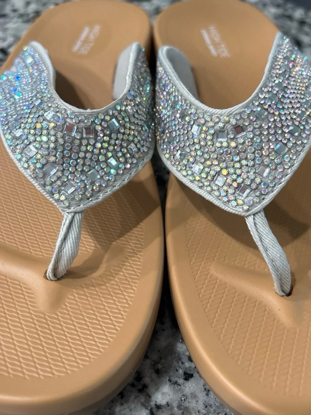 Womens Sparkle Straps Flip Flops